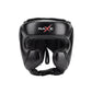 Protect your head in style with the RAXE Pro Leather Boxing Headguard. Features thick cheek padding, lace-up custom fit, and maximum shock absorption.