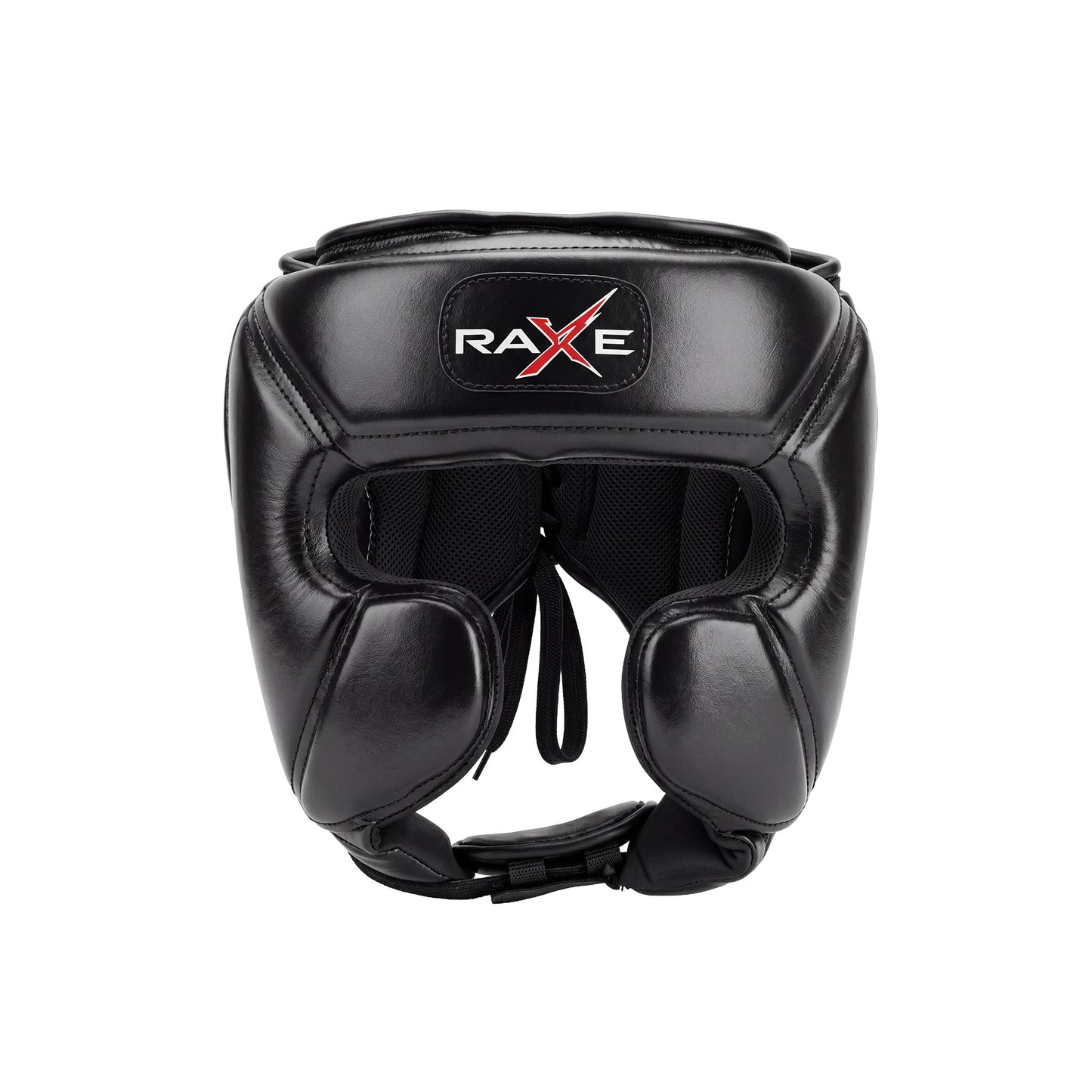 Protect your head in style with the RAXE Pro Leather Boxing Headguard. Features thick cheek padding, lace-up custom fit, and maximum shock absorption.