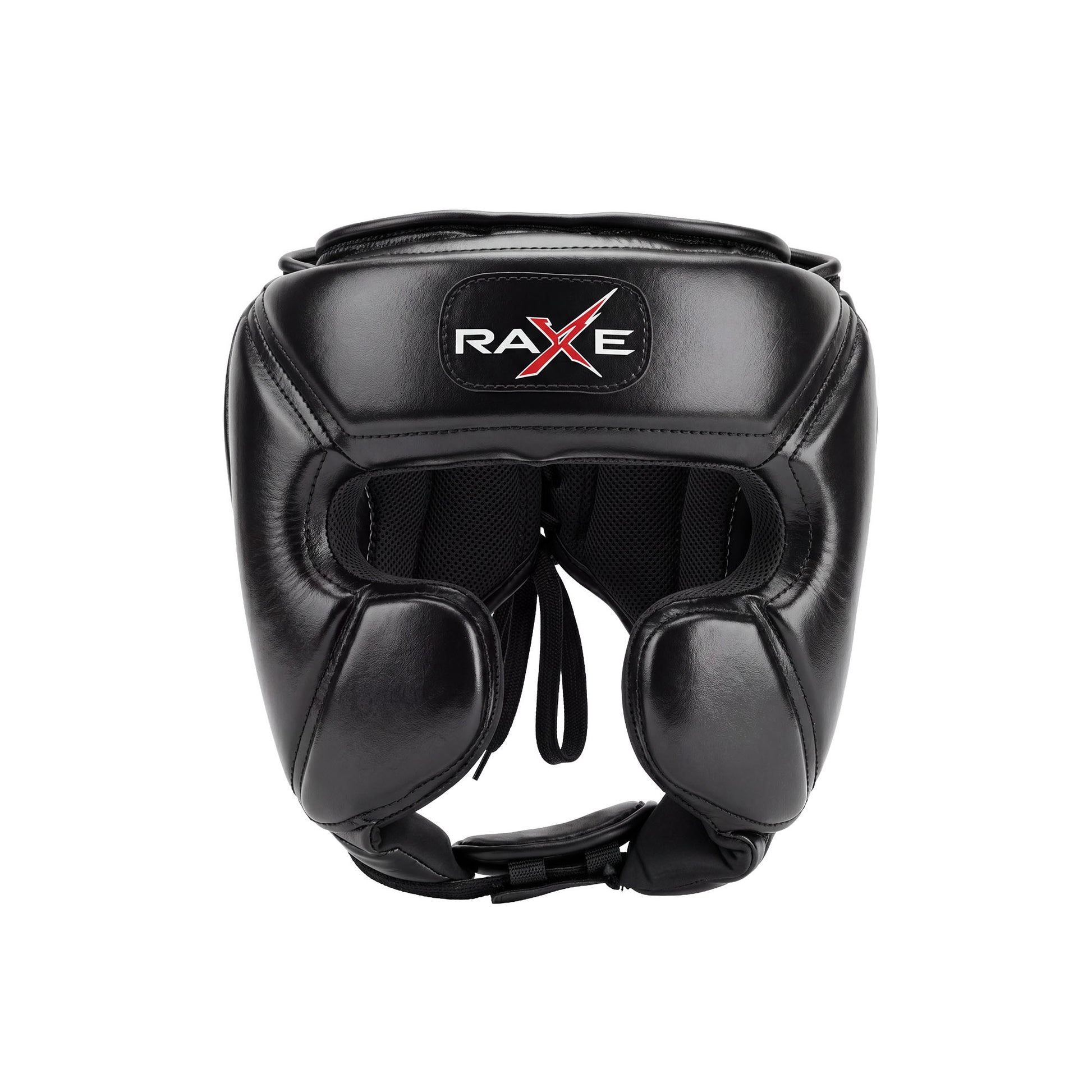 Protect your head in style with the RAXE Pro Leather Boxing Headguard. Features thick cheek padding, lace-up custom fit, and maximum shock absorption.