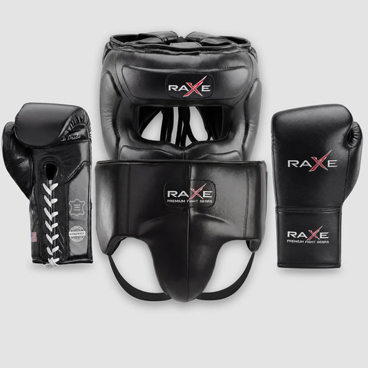 Premium Lace-Up Boxing Protective Gear Set